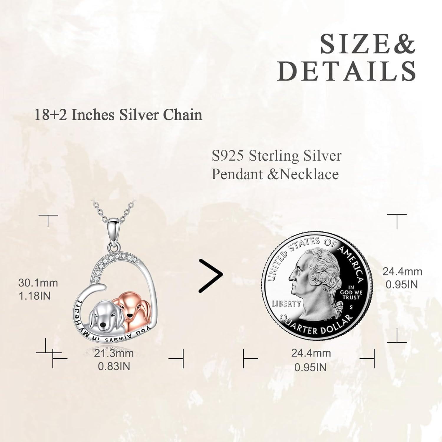 Sterling Silver Panda Necklace with Engraved Always in My Heart Mother Daughter Gift-0-5