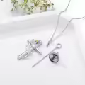 TOUPOP Sterling Silver Butterfly Cross Cremation Ash Memorial Pendant Jewelry-0-3