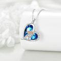 wholesale 925 Sterling Silver Blue Crystal Highland Cow Heart Pendant Necklace-0-3