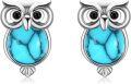 wholesale 925 Sterling Silver Turquoise Owl Stud Earrings - Cute Animal Jewelry for Women-0-0