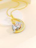 wholesale 925 Sterling Silver Plated Gold  Moon & Star Family Love Pendant Necklaces for Dad and Son-0-3