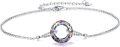 wholesale 925 Sterling Silver Blue Crystal Circle Chain Bracelet for Women s-0-16