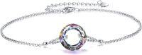 wholesale 925 Sterling Silver Blue Crystal Circle Chain Bracelet for Women s-Purple Crystal Anklet