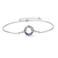 wholesale 925 Sterling Silver Infinity Circle Bracelet Wholesale With Rainbow Charm-Purple Crystal Anklet
