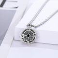 wholesale 925 Sterling Silver Compass Pendant Necklace  with Black Stone and Chain - Graduation Gift for Him & Her-0-4