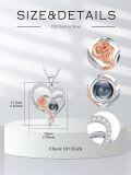wholesale 925 Sterling Silver Heart Rose Flower Love Knot Moon Stone Pendant Necklaces s for Women Girls Mother's Day Birthday Anniversary Valentine's Day Christmas-0-6