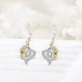 wholesale 925 Sterling Silver Heart-Shaped Bee & Daisy Drop Earrings for Women-0-1