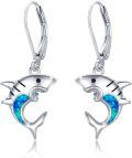 wholesale 925 Sterling Silver Shark Opal Leverback Earrings for Women-0-0