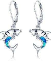 wholesale 925 Sterling Silver Shark Opal Leverback Earrings for Women-02-shark