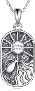 wholesale 925 Sterling Silver Aquarius Zodiac Sign Pendant Necklace for Women-0-0