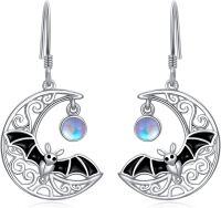 wholesale 925 Sterling Silver Bat Moonstone Drop Earrings for Women and Girls-Bat