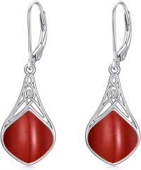 wholesale Sterling Silver Celtic Teardrop Drop Earrings Jewelry Gifts for Women-Red agate