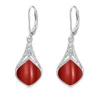 wholesale 925 Sterling Silver Teardrop Drop Earrings Wholesale With Celtic Knots-Red agate