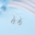 wholesale 925 Sterling Silver Teardrop Daisy Flower Drop Earrings with Moonstone and CZ Stones-0-2