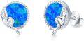wholesale S925 Sterling Silver Mermaid Stud Earrings with Blue Opal Ocean s for Women's Birthday Graduation-0-0