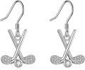 wholesale 925 Sterling Silver 925 Sports Lover's Jewelry - Crossed Golf Club Dangle Earrings for Women Gifts-0-0