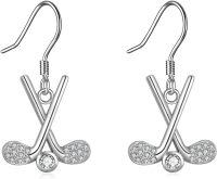 wholesale 925 Sterling Silver 925 Sports Lover's Jewelry - Crossed Golf Club Dangle Earrings for Women Gifts-Golf Earrings