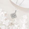 wholesale 925 Sterling Silver Lotus Flower Pendant Necklaces with Cubic Zirconia for Women's Fashion-0-4