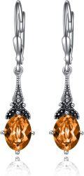 wholesale Sterling Silver Austrian Crystal Vintage Drop Dangle Leverback Earrings-0-4