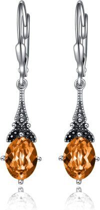 wholesale Sterling Silver Austrian Crystal Vintage Drop Dangle Leverback Earrings-Yellow