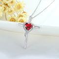 wholesale TOUPOP Garnet Cross Necklace For Women Sterling Silver Birthstone Cross Necklace Heart Cross Pendant January Birthstone Jewelry Birthday Anniversary Christmas Gifts For Her Wife Girlfriend Mom -0-4