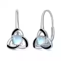 wholesale 925 Sterling Silver Moonstone Celtic Triquetra Leverback Earrings - Irish  for Her-0-0