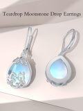 wholesale 925 Sterling Silver Butterfly & Flower Design Blue Opalite Drop Dangle Lever Back Earrings for Women Girls  38mm x 76mm-0-3