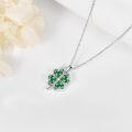 wholesale 925 Sterling Silver Green Clover Pendant Necklace for Women Girls Mothers Day Gift-0-3