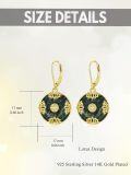 wholesale 14K Gold Plated Sterling Silver Round Natural Jade Earrings for Women-0-8
