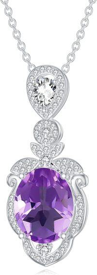 wholesale 925 Sterling Silver Amethyst Pendant Necklace for Women-style2