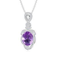 wholesale 925 Sterling Silver Amethyst Pendant Necklace for Women-style2