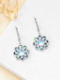 wholesale Dangle Lotus Flower Earrings For Women 925 Sterling Silver Moonstone Lotus Earrings Dangle Lotus Flower Earrings Dangle Abalone Earrings Jewelry For Women Girlfriend Birthday Christmas Anniversary Mothers Day -0-3