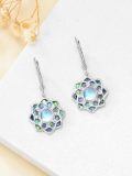 TOUPOP Sterling Silver Moonstone Abalone Lotus Dangle Earrings-0-3
