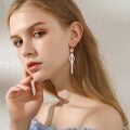 wholesale 925 Sterling Silver Threader Earrings for Women - Long Chain Dangle Hypoallergenic Tassel Earrings Fashion Jewelry-0-2