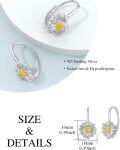 wholesale 925 Sterling Silver Hypoallergenic Daisy Flower Leverback Hoop Earrings for Women-0-2