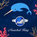 TOUPOP Sterling Silver Rings Minimalist Narwhal Whale Jewelry Gift For Women-0-1