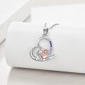 wholesale 925 Sterling Silver Heart-Shaped Pendant with Multi-Colored Stones for Mother and Daughter - I Love You Message Necklace Gift for Mom-0-3
