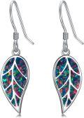 wholesale 925 Sterling Silver Leaf Opal Drop Earrings - Mother's Day Gifts for Women-0-18