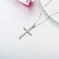 wholesale 14K White Gold 0.09 ct Diamond Cross Pendant Necklace for Women-0-3