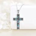 wholesale 925 Sterling Silver Turquoise Rose Cross Pendant Necklace for Men & Women-0-1