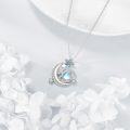 wholesale 925 Sterling Silver Blue Moonstone Heart & Star Pendant Necklace-0-4
