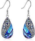 wholesale 925 Sterling Silver Abalone Shell Teardrop Dangle Earrings with Leverbacks-0-0