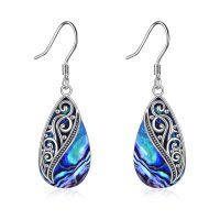 wholesale 925 Sterling Silver Abalone Shell Teardrop Dangle Earrings with Leverbacks-F-Abalone Filigree