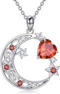 wholesale Sterling Silver Garnet Crescent Moon Star Necklace for Mom Daughter Wife Girlfriend Celtic Jewelry Gift-0-12
