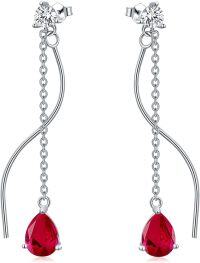 wholesale  925 Sterling Silver Ruby & 5A Cubic Zirconia July Birthstone Earrings for Women-July