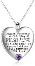 wholesale Sterling Silver Pendant Necklace Always Remember You Are Braver Than You Believe Inspirational Jewelry Gift-0-0