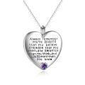 wholesale 925 Sterling Silver Heart-Shaped Pendant with Purple Stone - Always Remember You're Braver Motivational Jewelry for Women-0-0