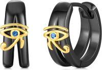 wholesale 925 Sterling Silver Plated Black  Gold  Eye Of Horus Huggies For Men/Women-Eye of Horus