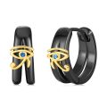 wholesale 925 Sterling Silver Plated Black  Gold  Eye Of Horus Huggies For Men/Women-0-0