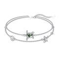 wholesale 925 Silver Sea Turtle Moss Agate Shell Starfish Double Layer Bracelet-0-0